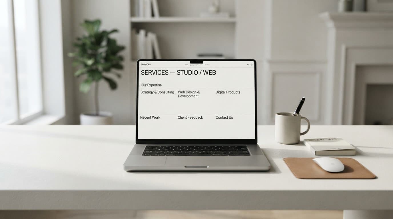 A sophisticated, minimalist editorial photograph of a modern digital workspace.